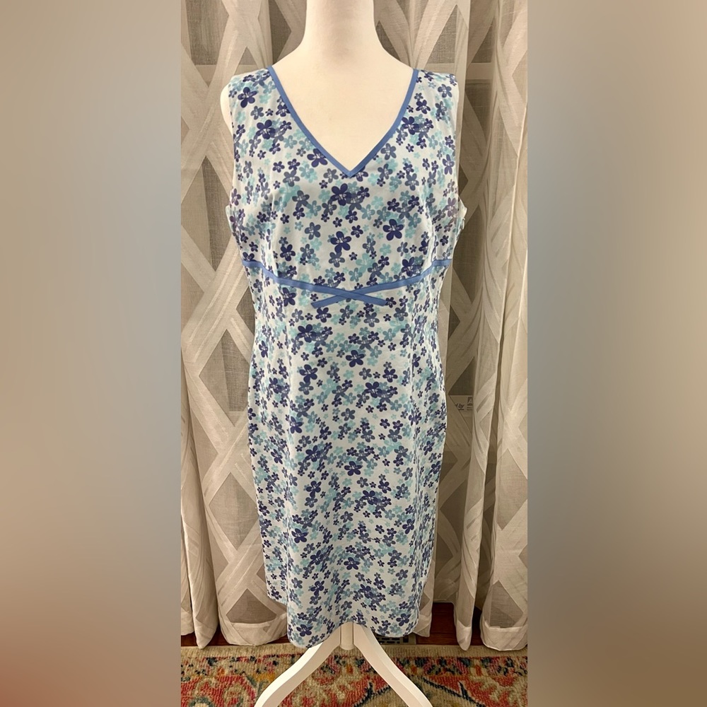 Ann Taylor Flower Print Dress Blues